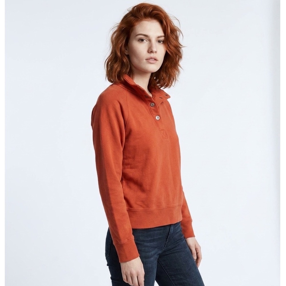 Columbia Sportswear Womens Orange Fleece Lined Snap Mock Neck Sweatshirt M